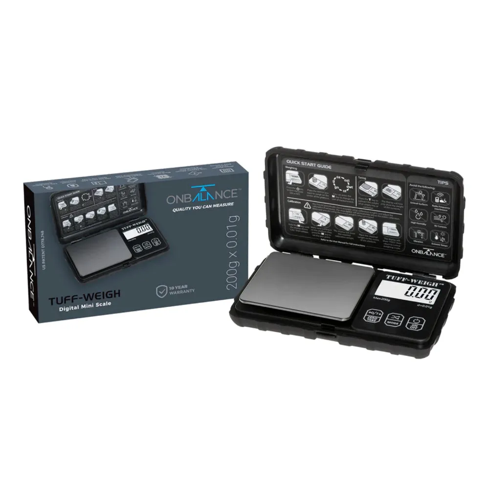 On Balance - TUF-200 Tuff-Weigh Pocket Digital Scales 200g x 0.01g - Black (New Model)