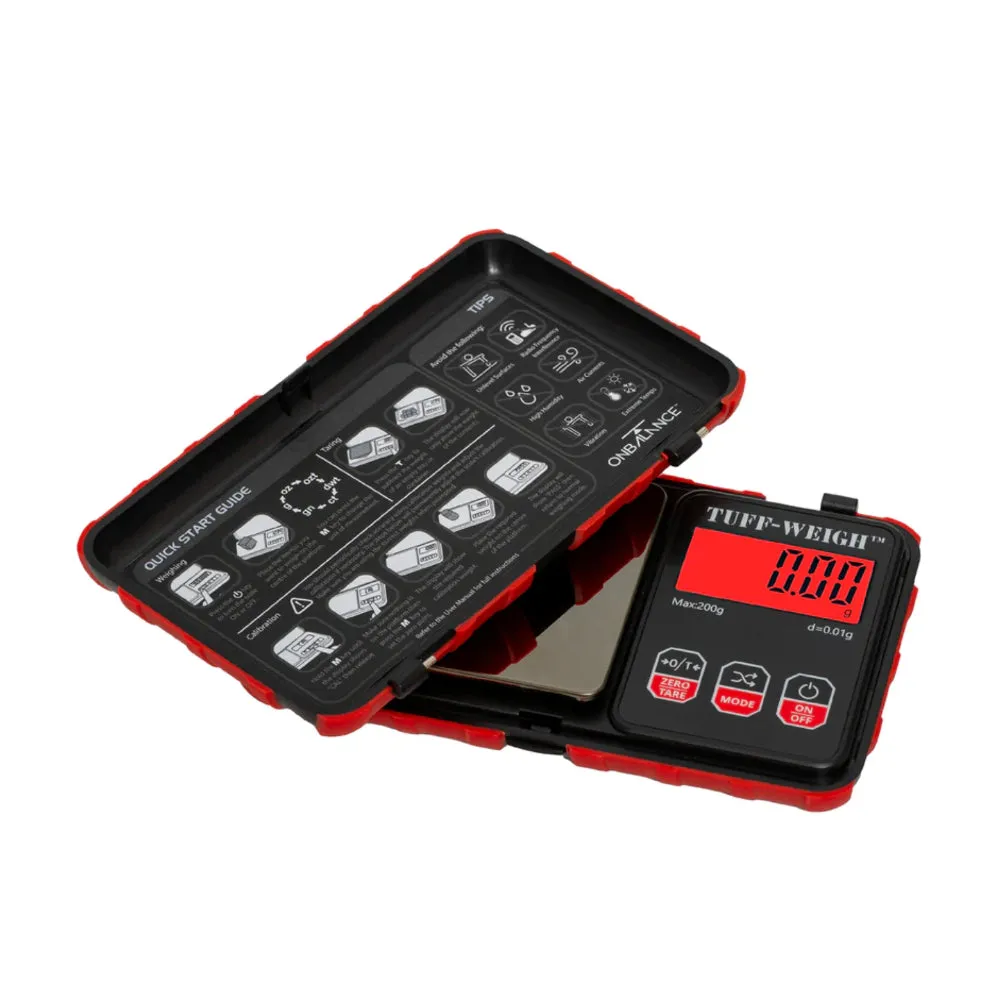 On Balance - TUF-200 Tuff-Weigh Pocket Digital Scales 200g x 0.01g - Red (New Model)