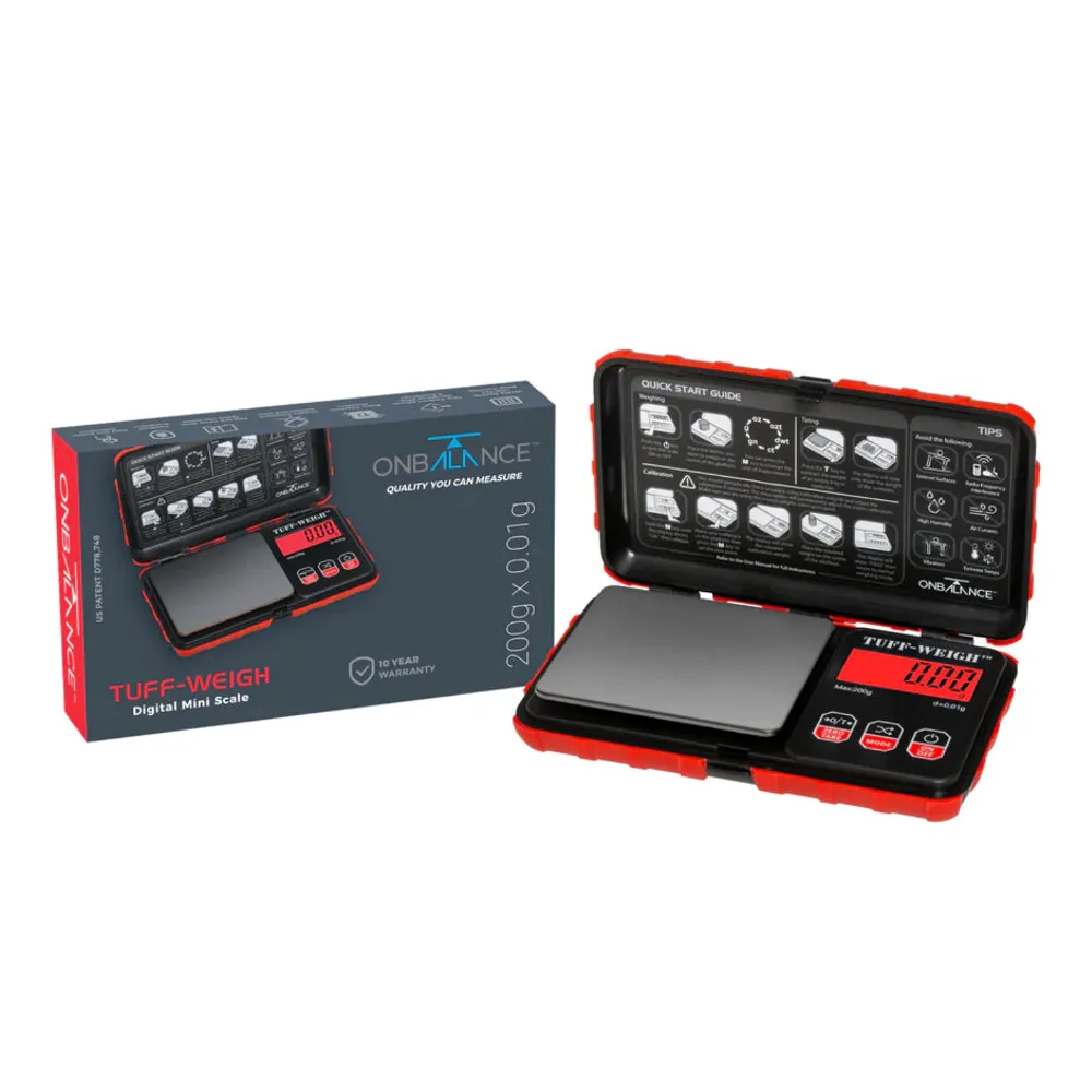 On Balance - TUF-200 Tuff-Weigh Pocket Digital Scales 200g x 0.01g - Red (New Model)