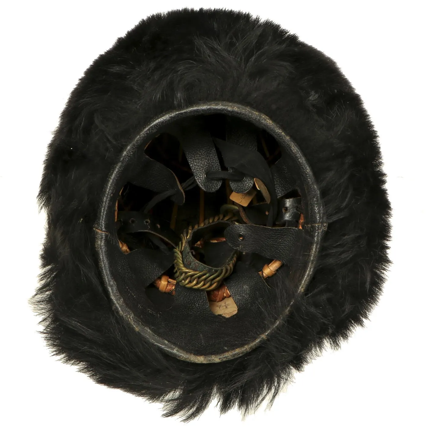 Original British 20th Century Scots Guards Bearskin Helmet with Chin Scales - Size 7 1/8