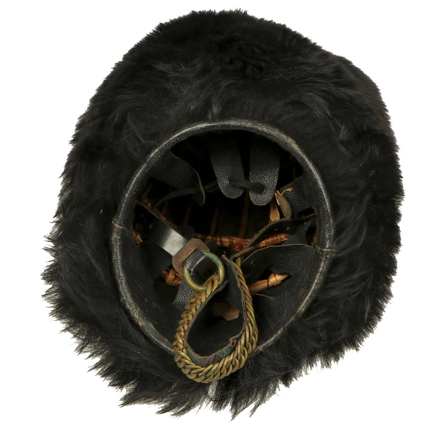 Original British 20th Century Scots Guards Bearskin Helmet with Chin Scales - Size 7 1/8