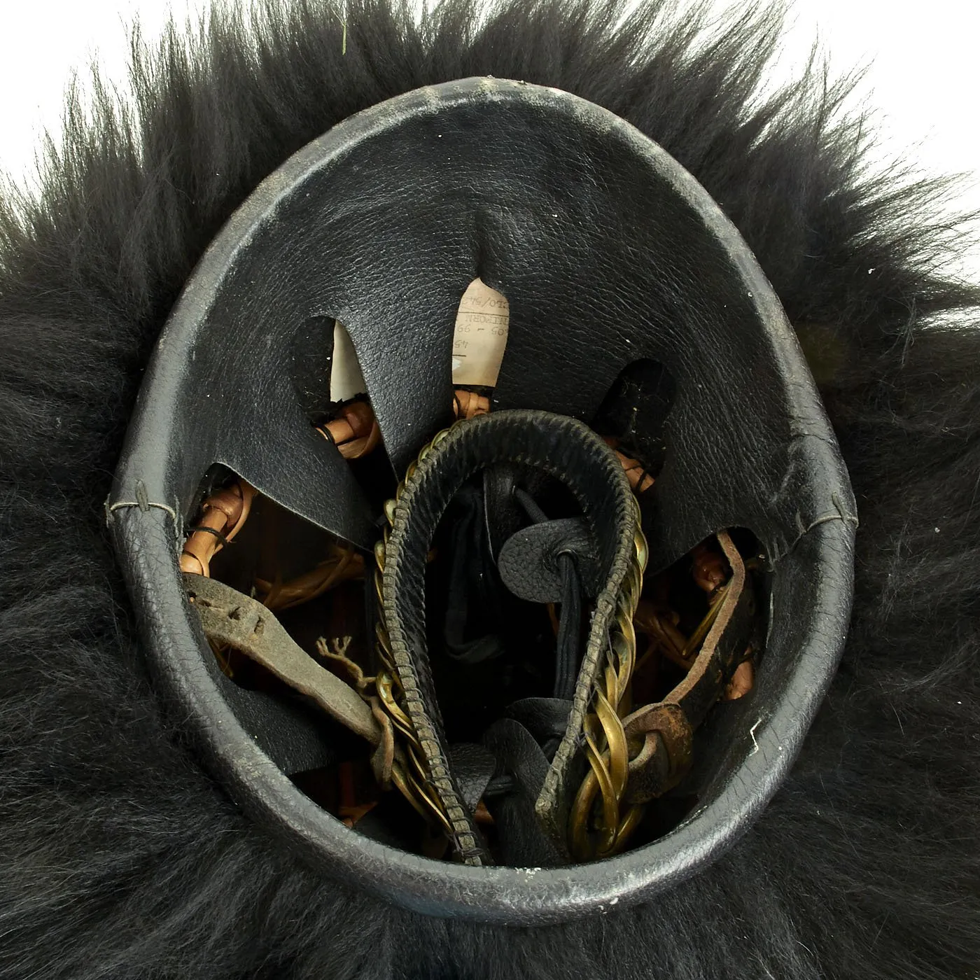 Original British 20th Century Scots Guards Bearskin Helmet with Chin Scales - Size 7