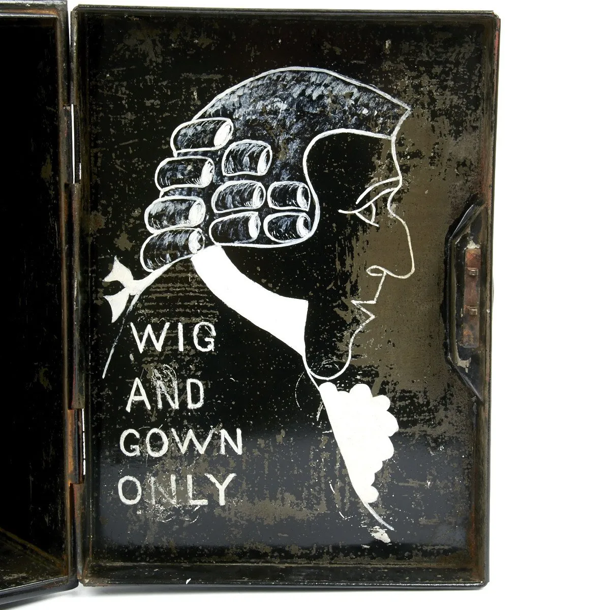 Original British Barrister Wig and Gown Tin Chest of Sir Gervase Biggs K.C.- Circa 1901