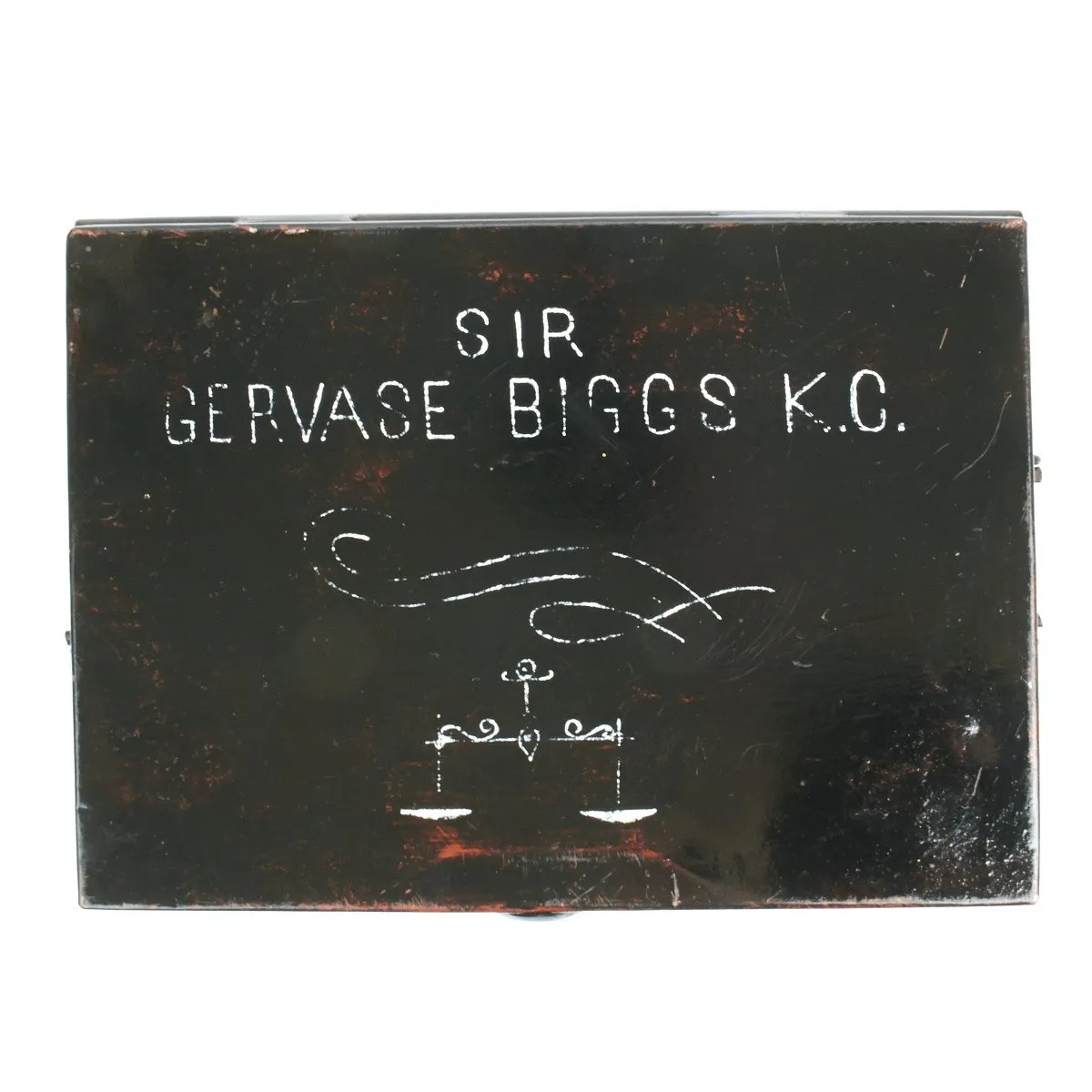Original British Barrister Wig and Gown Tin Chest of Sir Gervase Biggs K.C.- Circa 1901