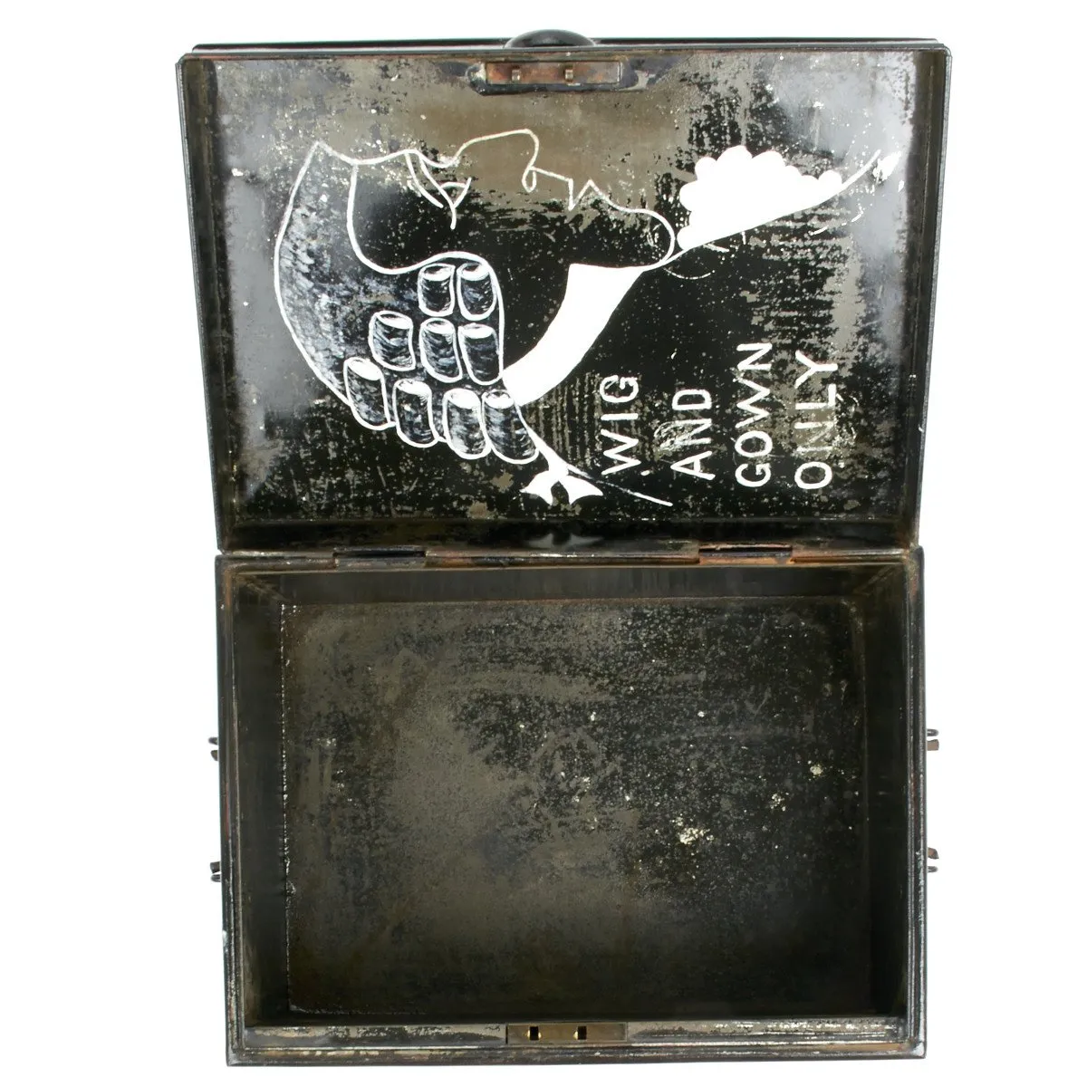Original British Barrister Wig and Gown Tin Chest of Sir Gervase Biggs K.C.- Circa 1901
