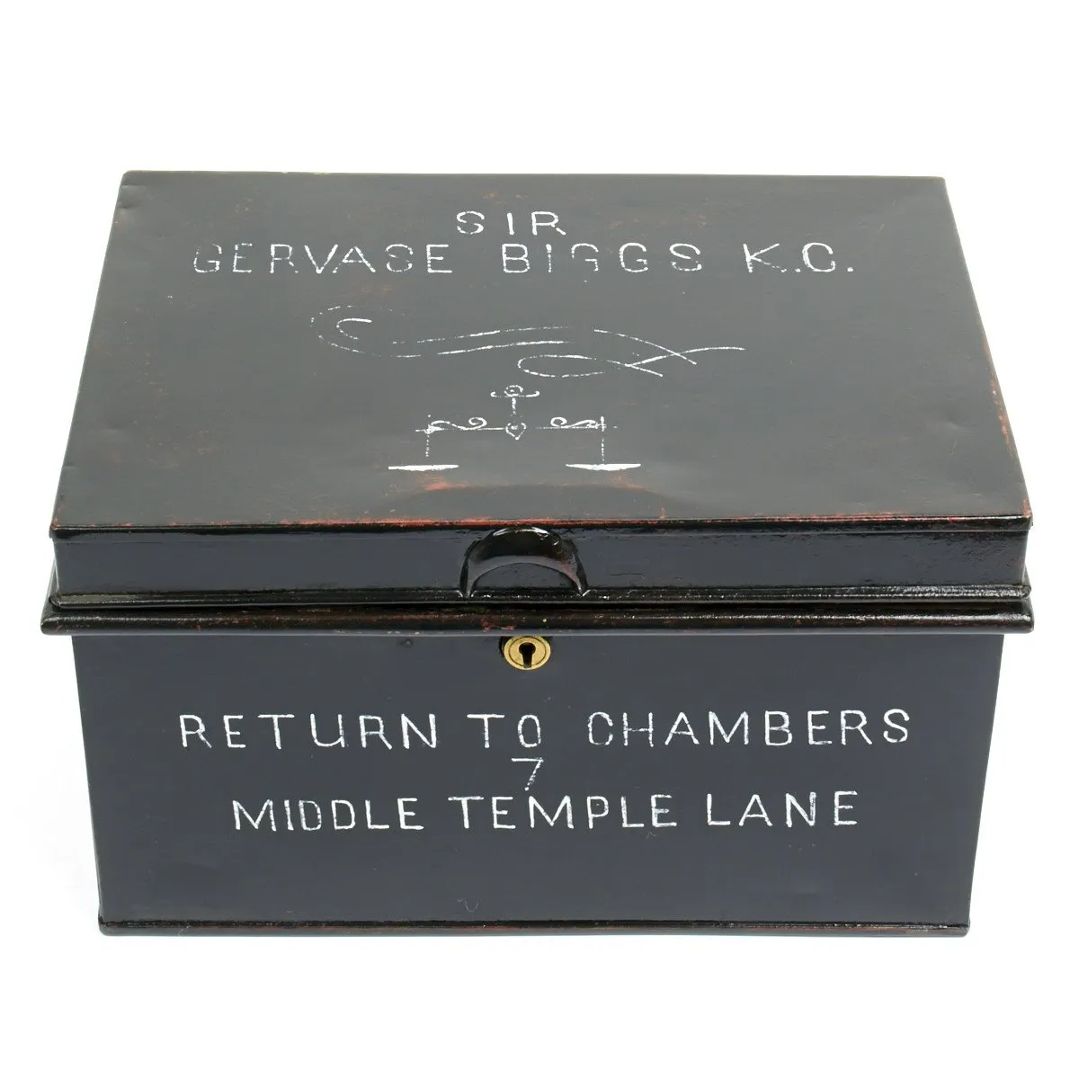 Original British Barrister Wig and Gown Tin Chest of Sir Gervase Biggs K.C.- Circa 1901
