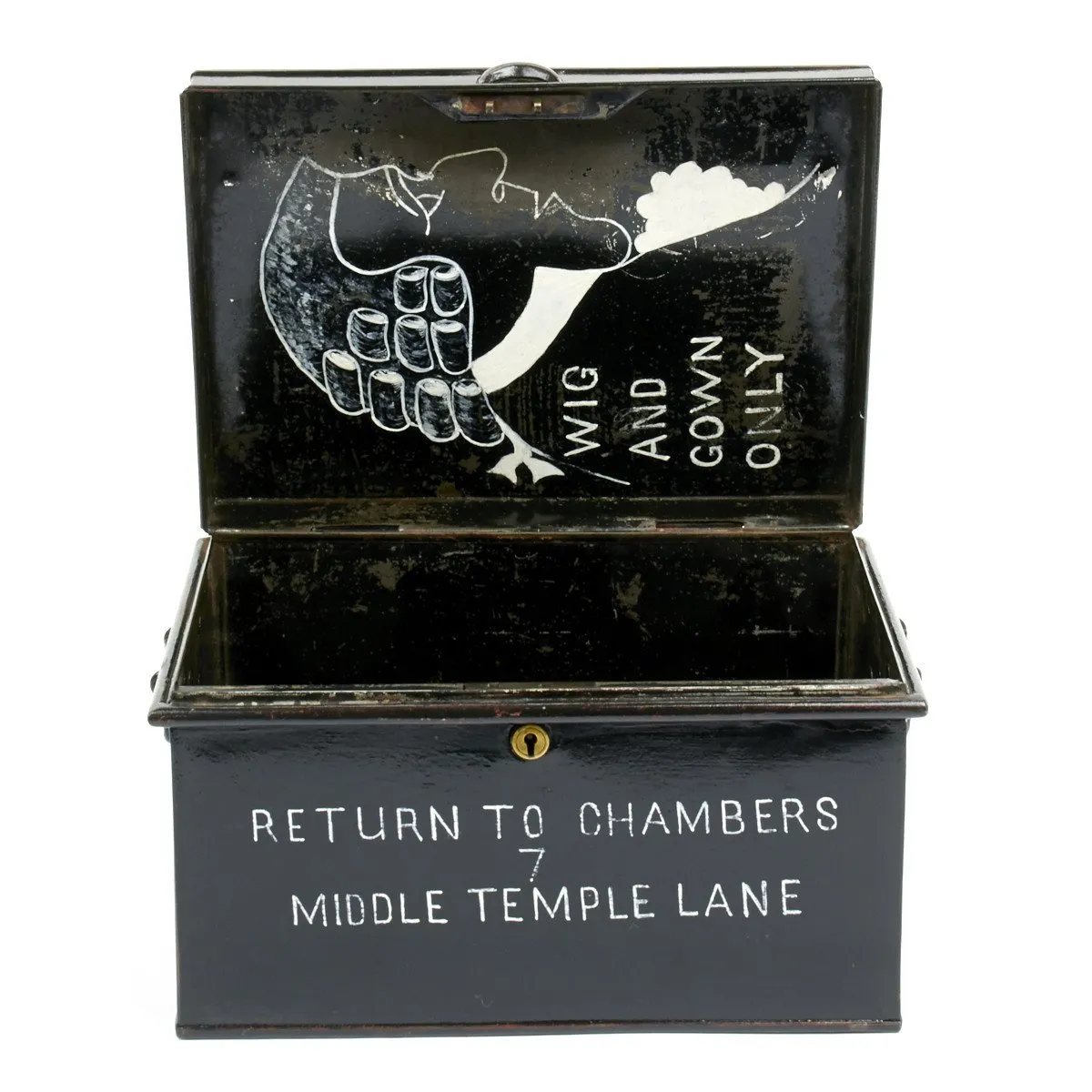Original British Barrister Wig and Gown Tin Chest of Sir Gervase Biggs K.C.- Circa 1901