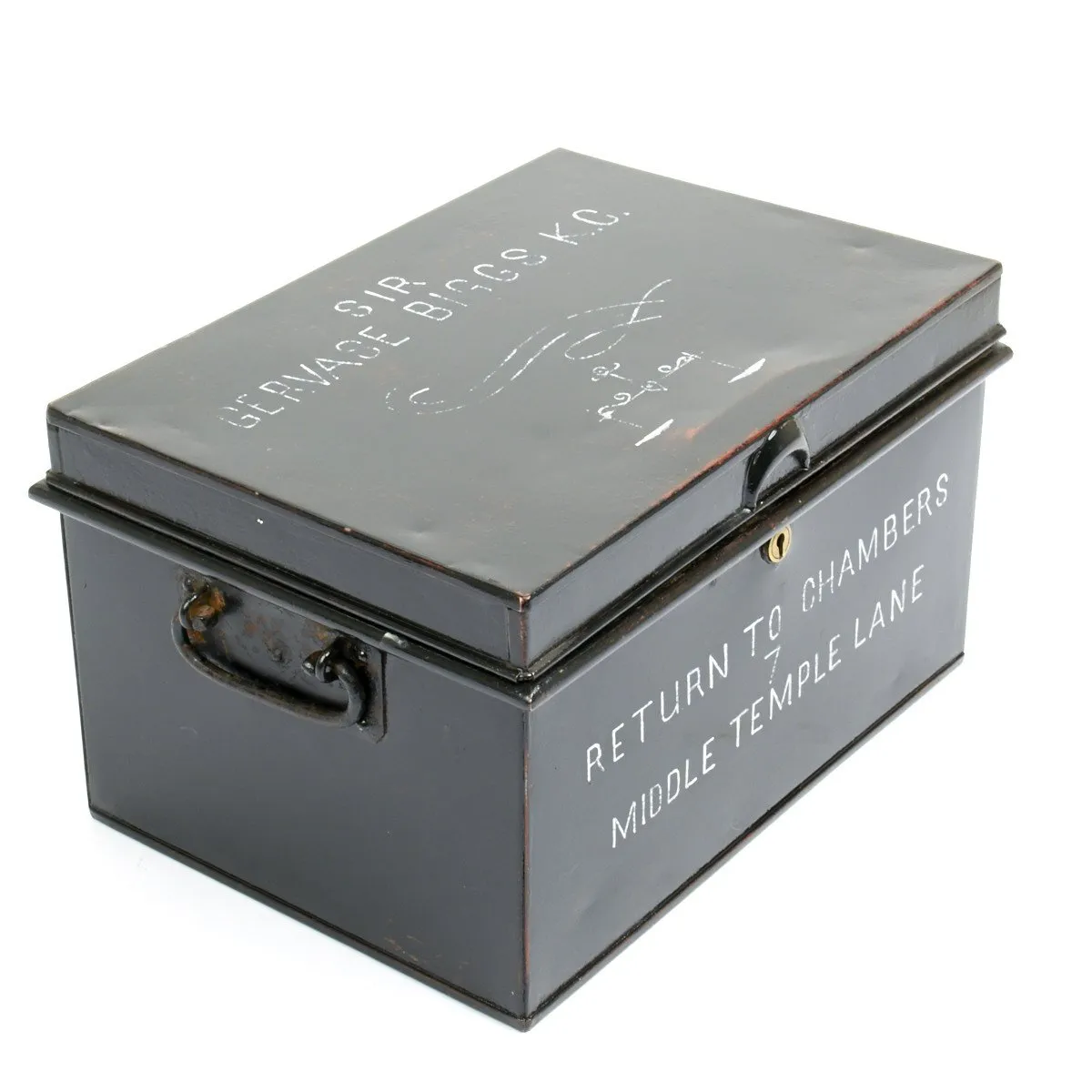 Original British Barrister Wig and Gown Tin Chest of Sir Gervase Biggs K.C.- Circa 1901