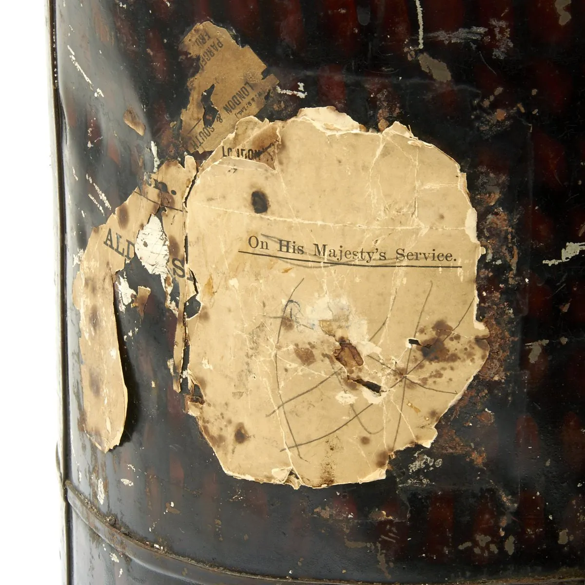 Original British Pre-WWI Named Royal Fusiliers Officer's Bearskin Helmet in Metal Transport Case