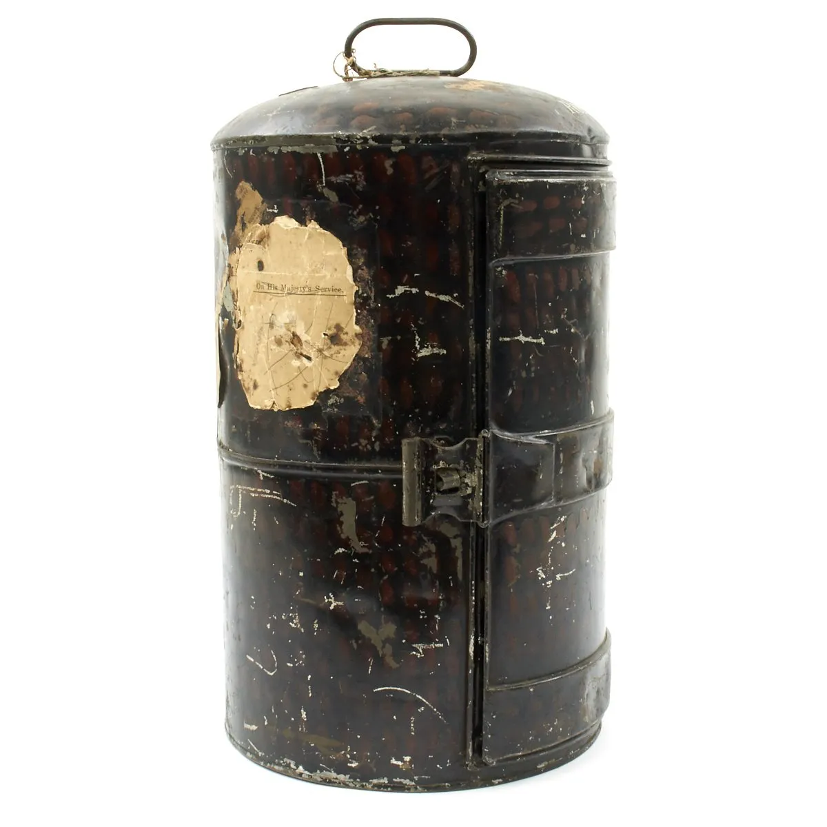 Original British Pre-WWI Named Royal Fusiliers Officer's Bearskin Helmet in Metal Transport Case