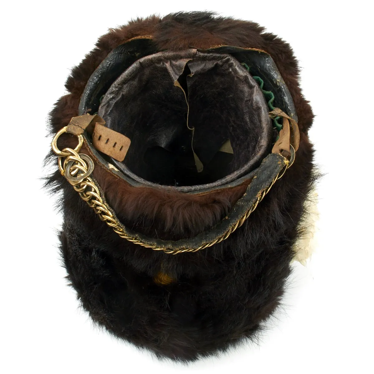 Original British Pre-WWI Named Royal Fusiliers Officer's Bearskin Helmet in Metal Transport Case