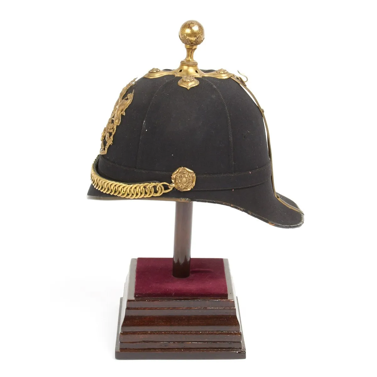 Original British Pre-WWI Royal Artillery Ball Top Blue Cloth Officer Helmet - Dated 1901