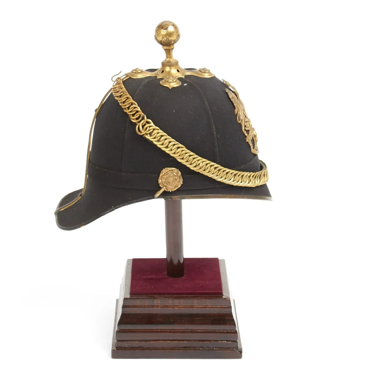 Original British Pre-WWI Royal Artillery Ball Top Blue Cloth Officer Helmet - Dated 1901