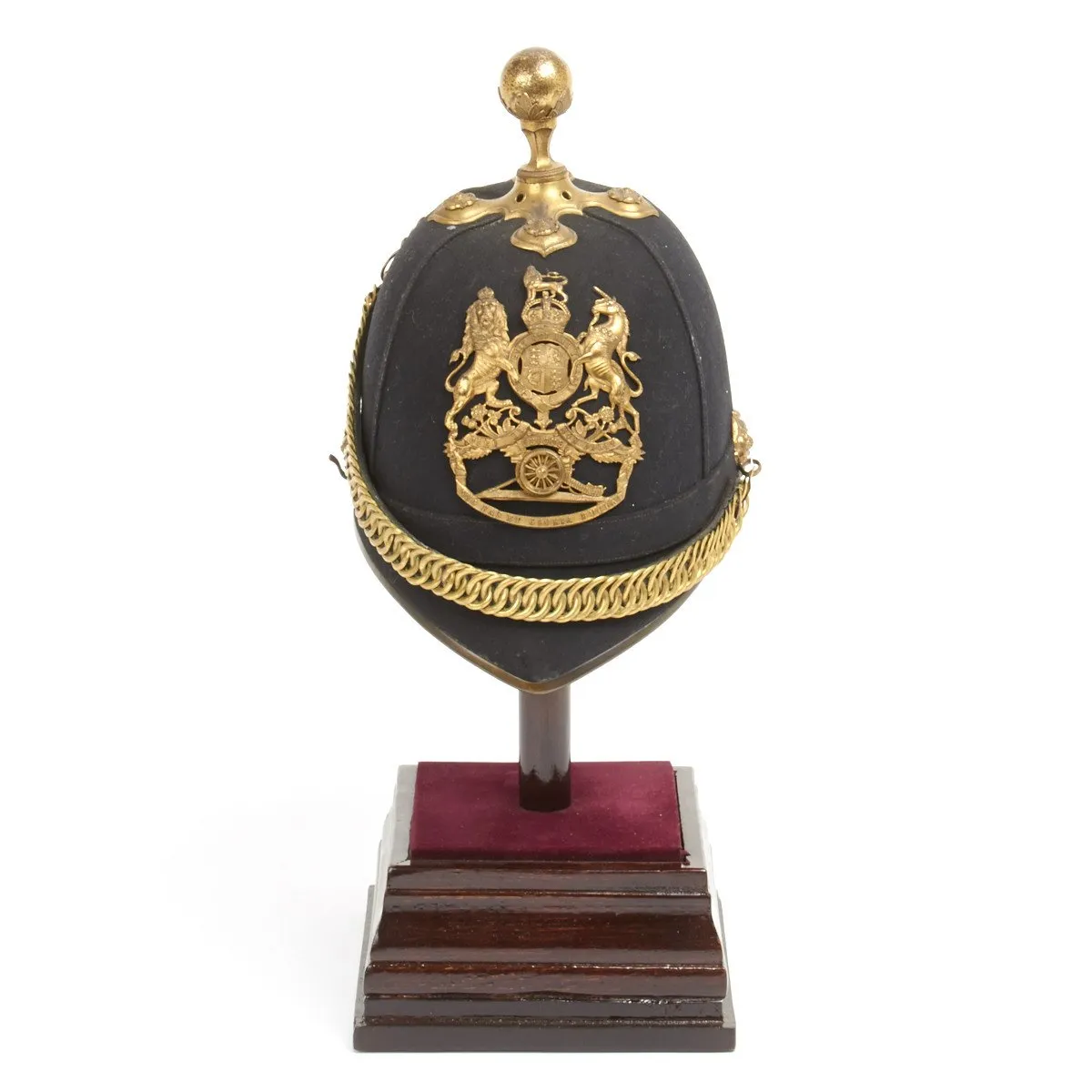 Original British Pre-WWI Royal Artillery Ball Top Blue Cloth Officer Helmet - Dated 1901