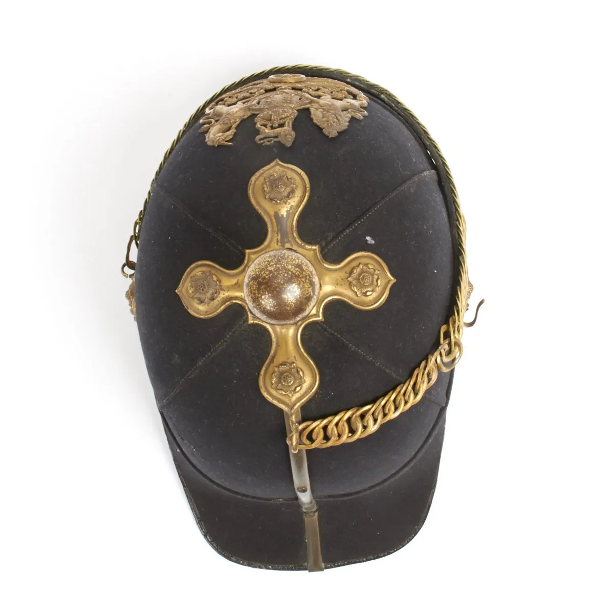 Original British Pre-WWI Royal Artillery Ball Top Blue Cloth Officer Helmet - Dated 1901