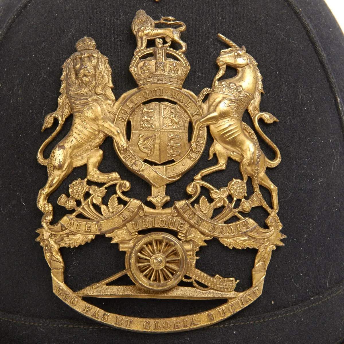 Original British Pre-WWI Royal Artillery Ball Top Blue Cloth Officer Helmet - Dated 1901