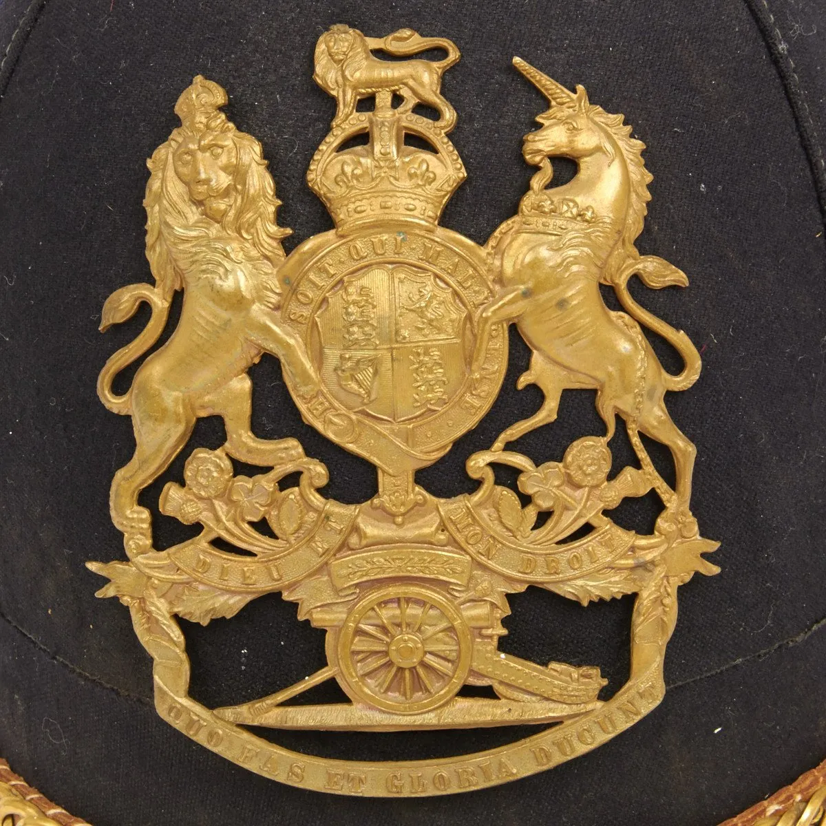 Original British Pre-WWI Royal Artillery Blue Cloth Officer Helmet by Robinson & Steele