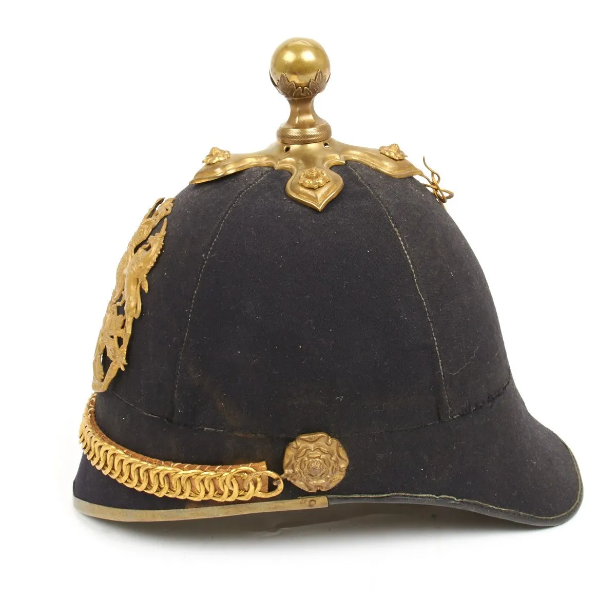 Original British Pre-WWI Royal Artillery Blue Cloth Officer Helmet by Robinson & Steele
