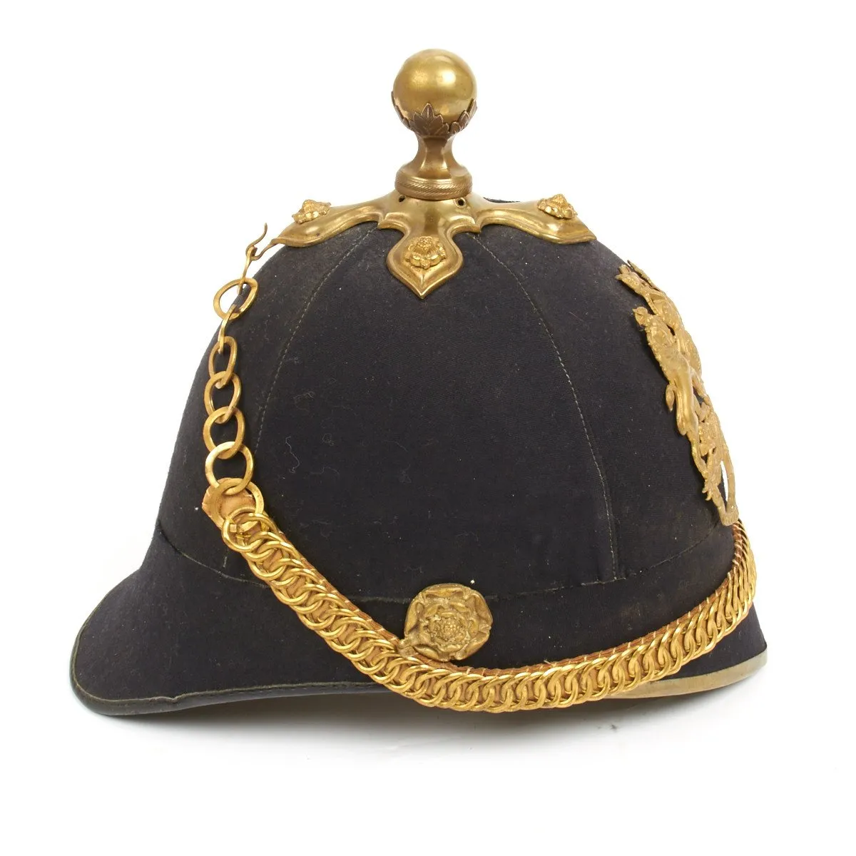 Original British Pre-WWI Royal Artillery Blue Cloth Officer Helmet by Robinson & Steele