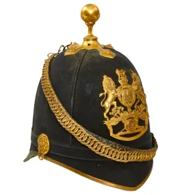 Original British Victorian Army Artillery Officer Blue Cloth Dress Spike Helmet - Pre-WWI