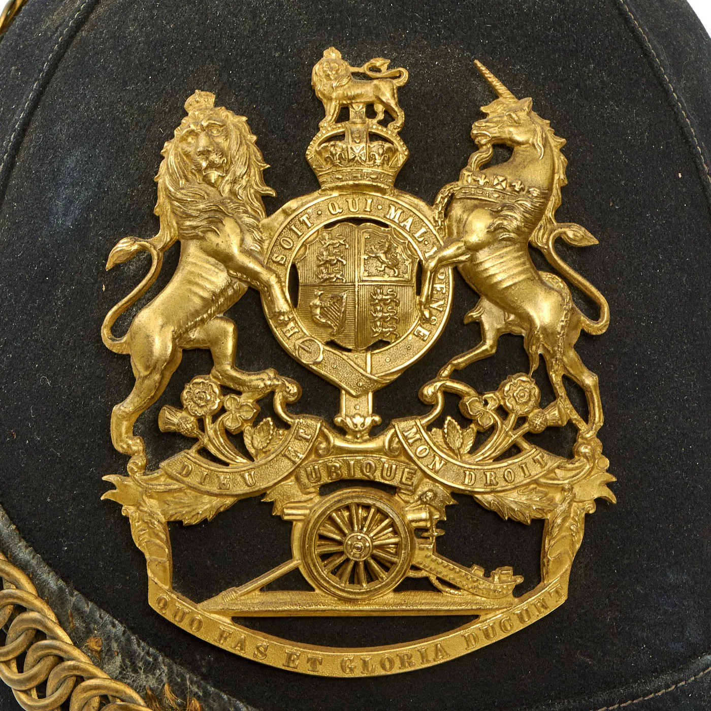Original British Victorian Army Artillery Officer Blue Cloth Dress Spike Helmet - Pre-WWI