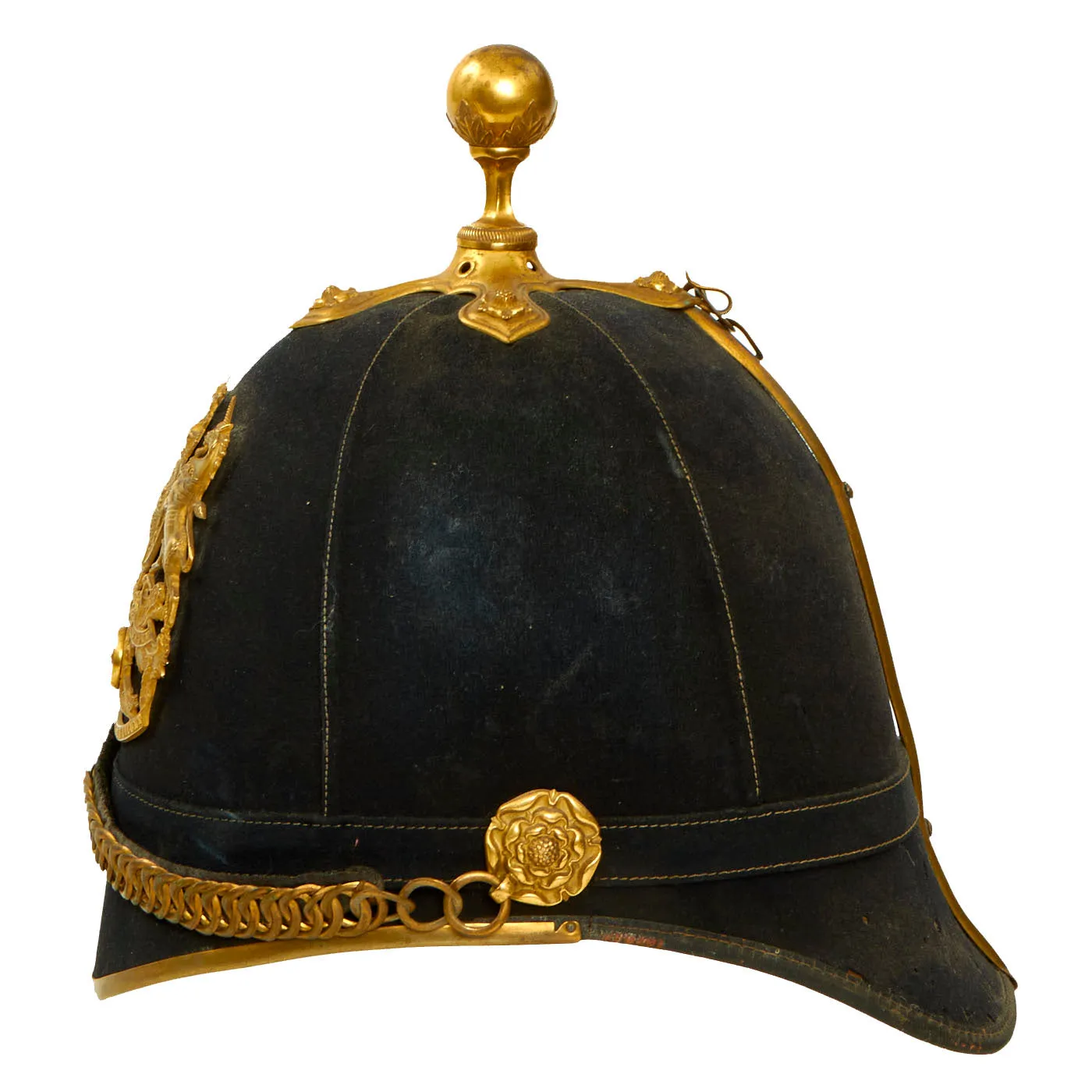 Original British Victorian Army Artillery Officer Blue Cloth Dress Spike Helmet - Pre-WWI