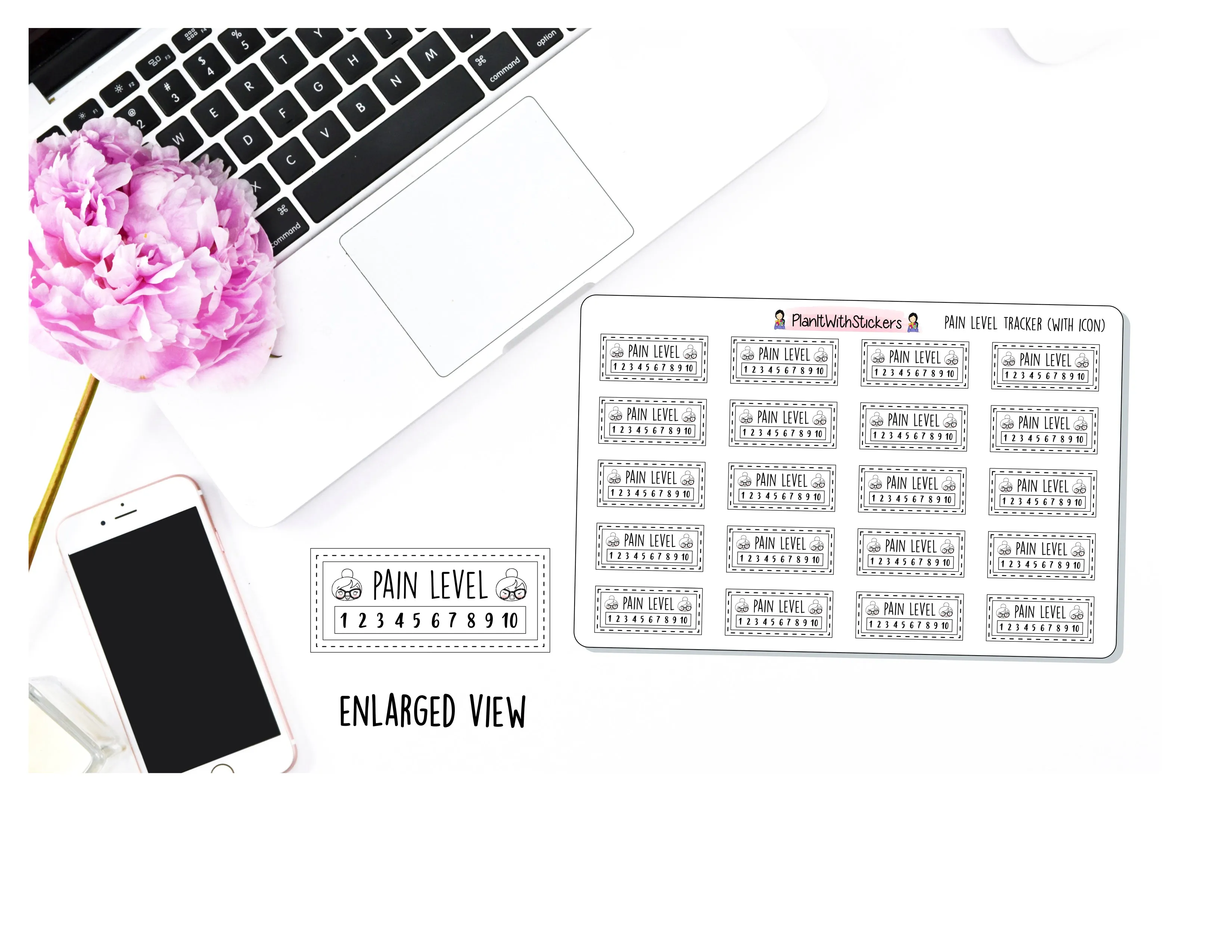 Pain Character Tracker Daily Pain Level Tracking Sticker for Self Care and Health Awareness