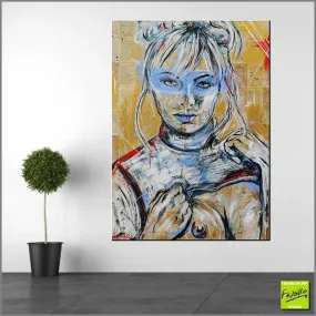 Peek A Boo 140cm x 100cm Nude Woman Vintage Book Pop art Painting (SOLD)