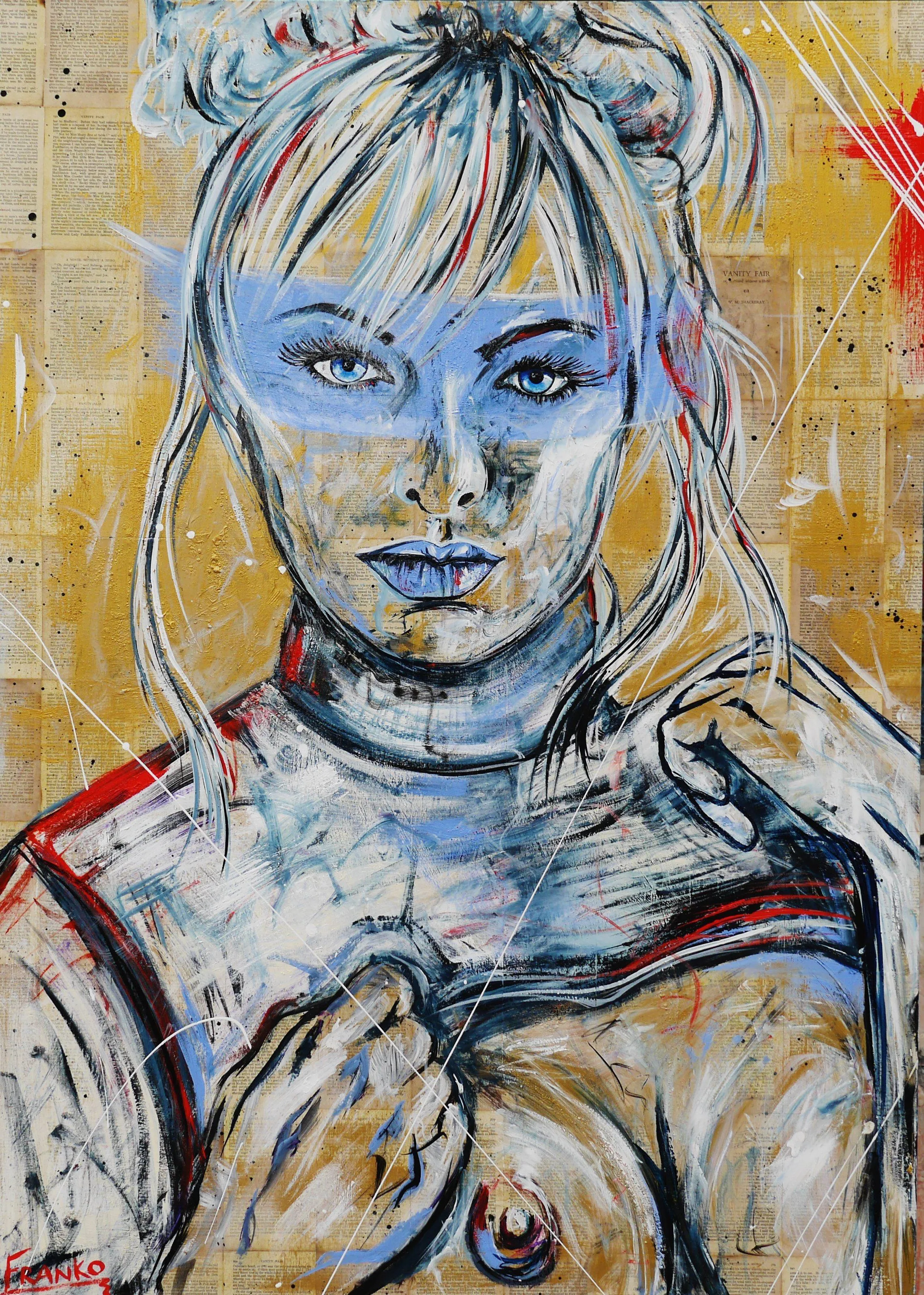 Peek A Boo 140cm x 100cm Nude Woman Vintage Book Pop art Painting (SOLD)