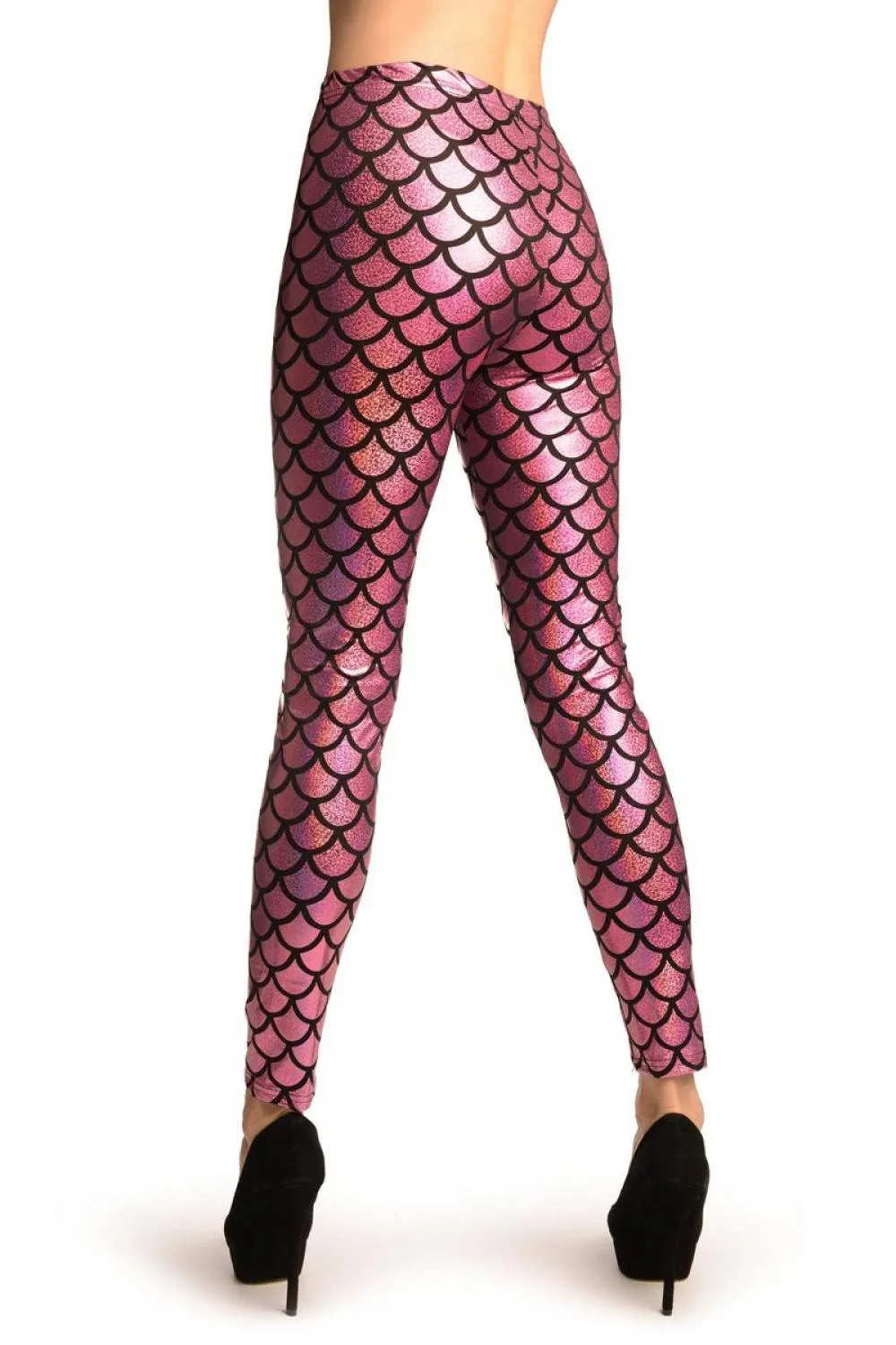 Pink Shiny Gloss Mermaid Scales Leggings