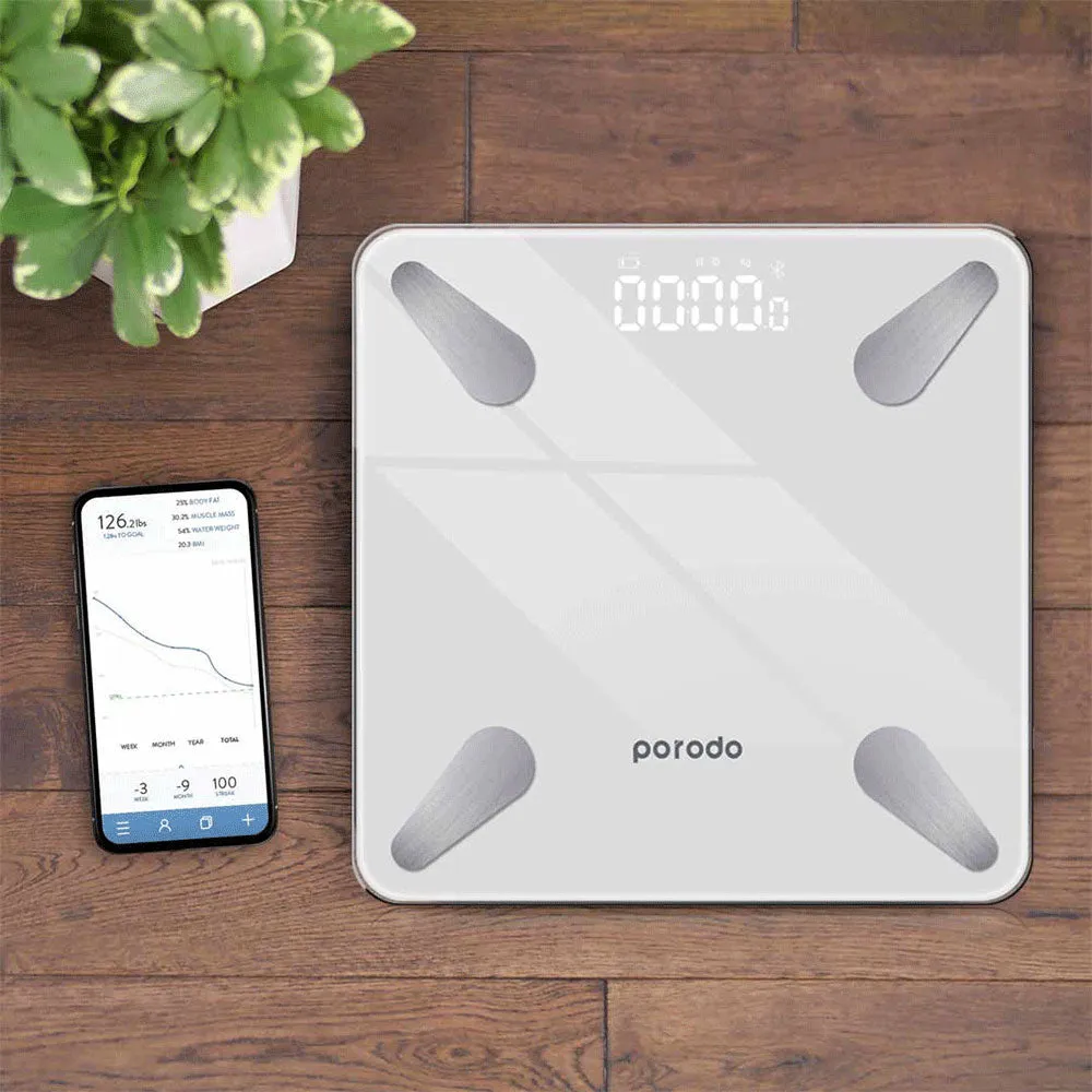 Porodo Lifestyle Bluetooth Smart Personal Scale PD-LSBSC-WH 180Kg - White