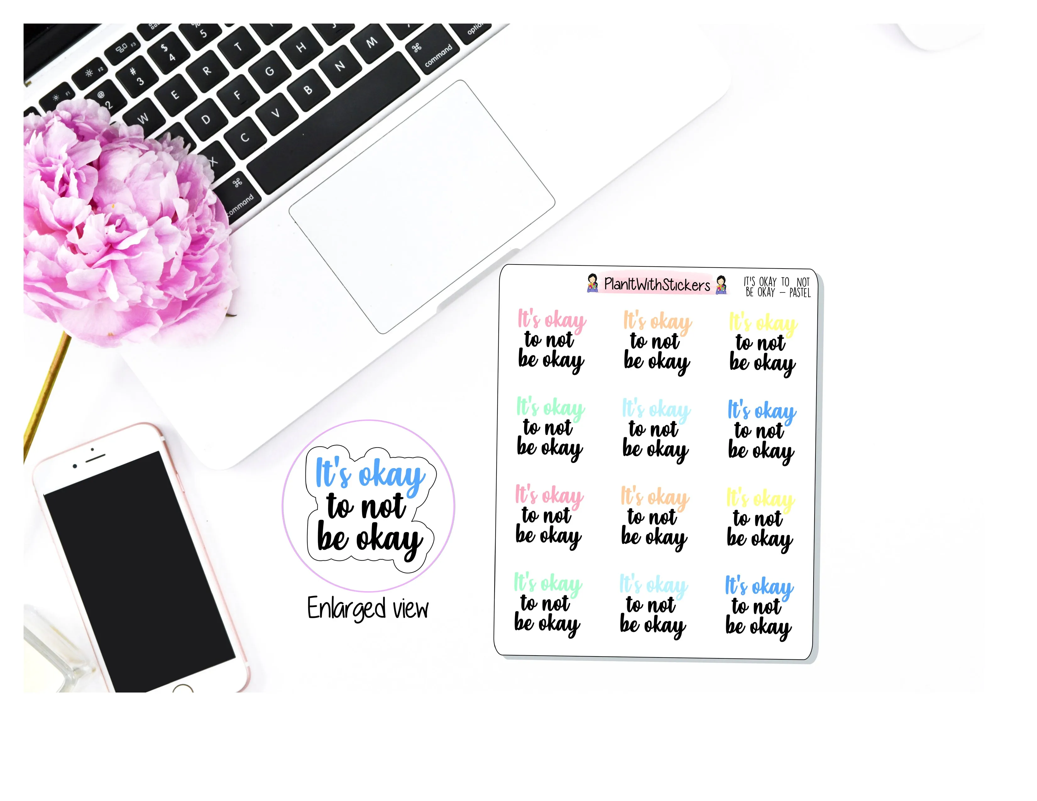 "It's Okay To Not Be Okay" Self Care Stickers [3 COLORS]