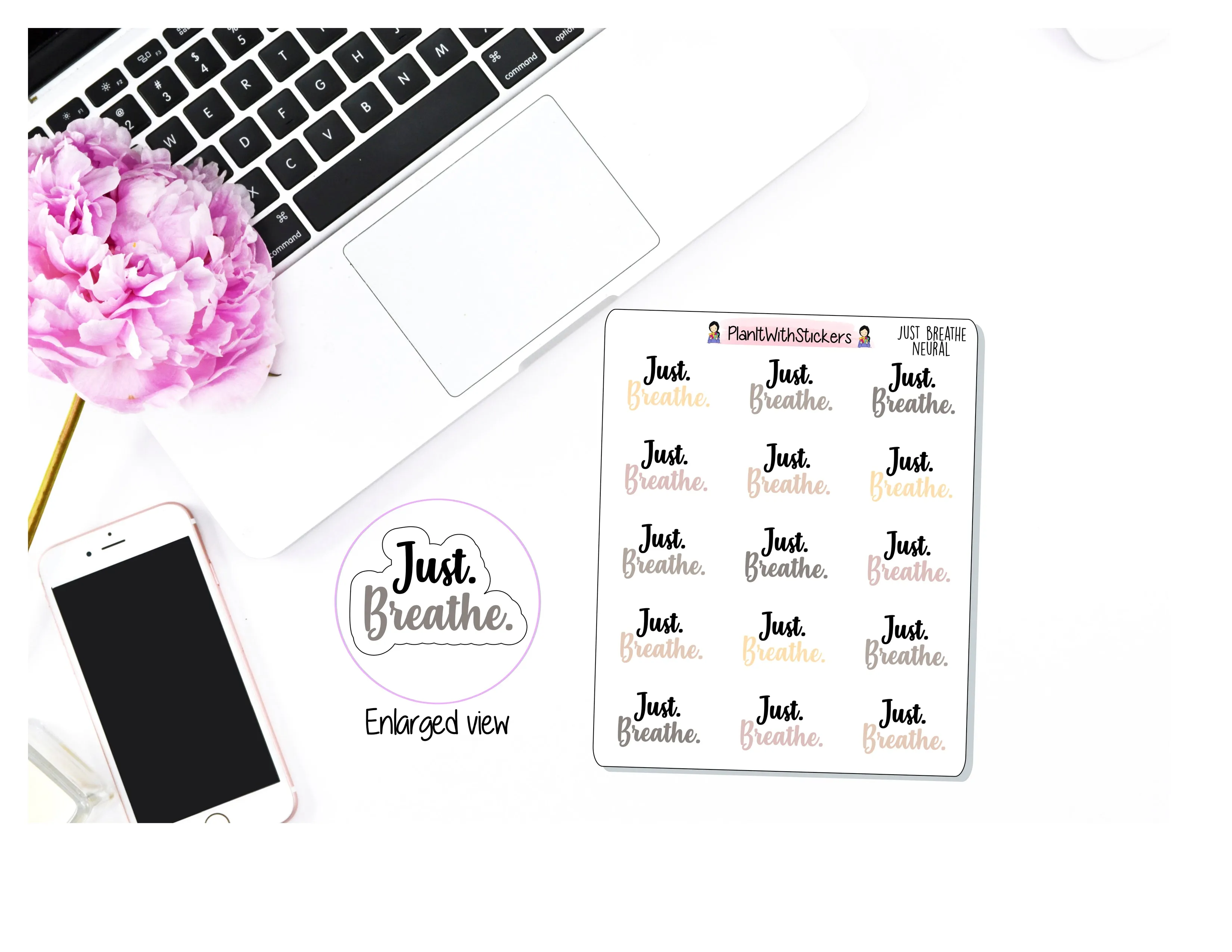"Just Breathe" Self Care Stickers [3 COLORS]