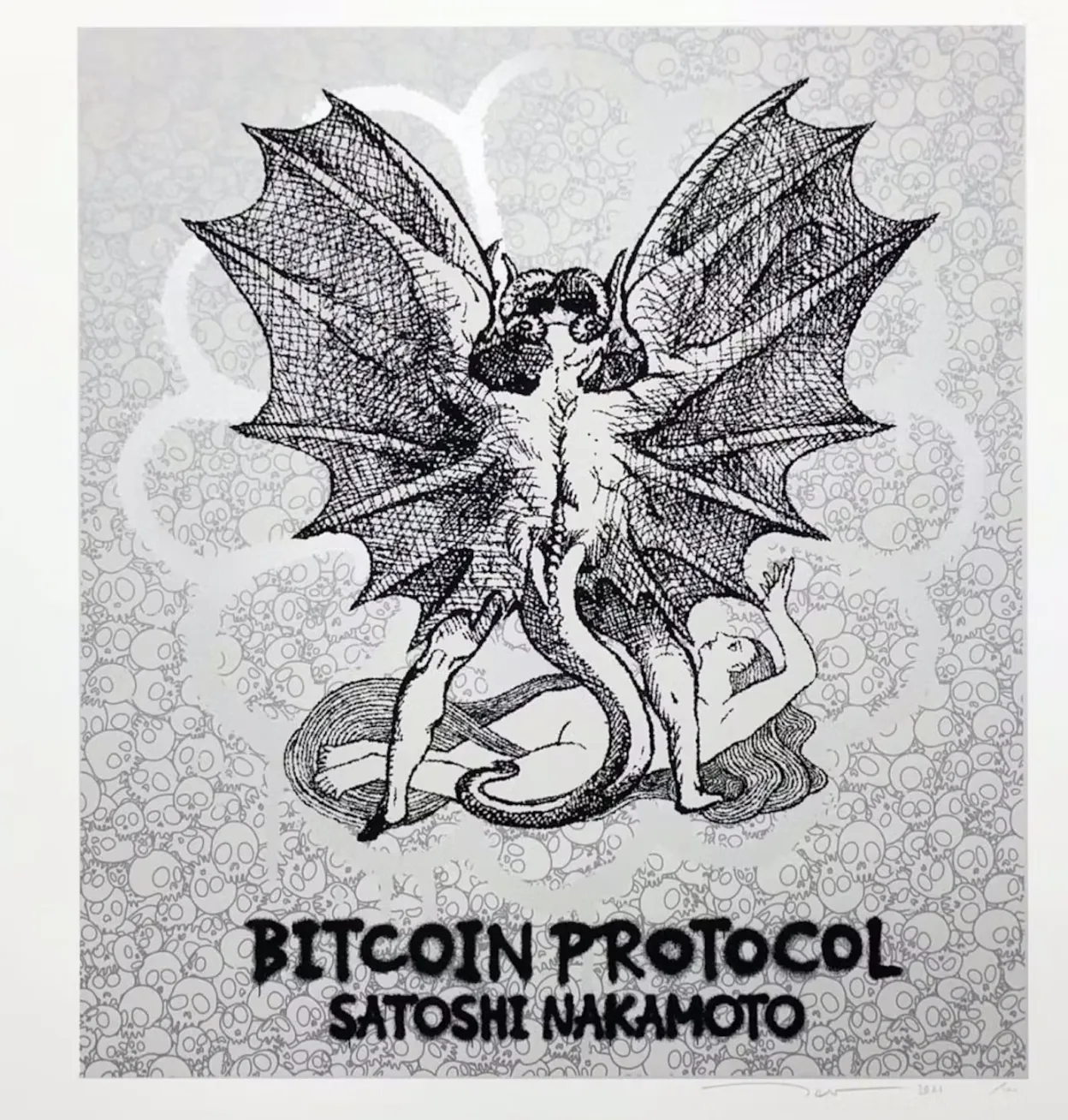 Red Dragon White Platinum Silkscreen Print by Takashi Murakami TM/KK