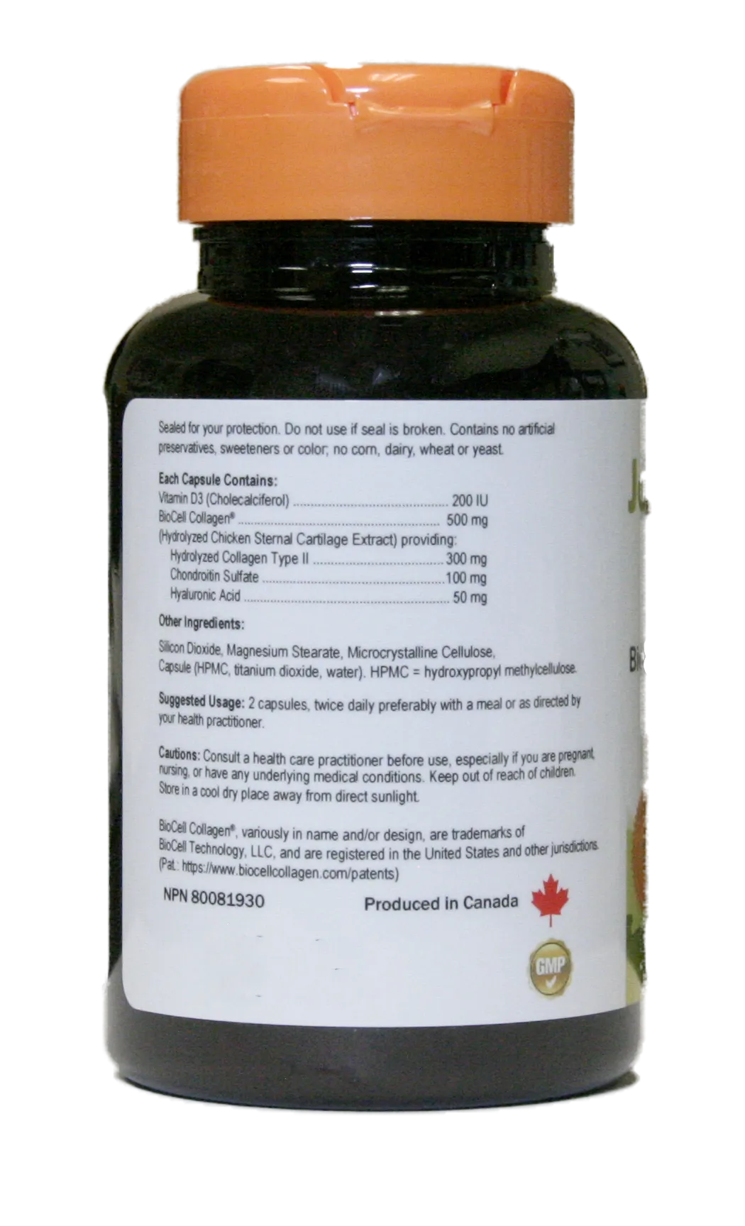 Red Maple Naturals BioCell Joint Collagen 500mg  D3, 60 capsules