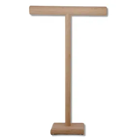 Red Oak Wooden T Bar Necklace Jewelry Display Stand USA 10" W 20" Bar to Base
