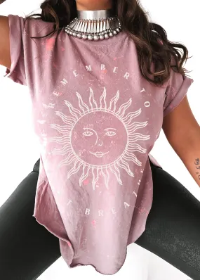 REMEMBER TO JUST BREATHE BLEACHED OUT SIDE SLIT TEE