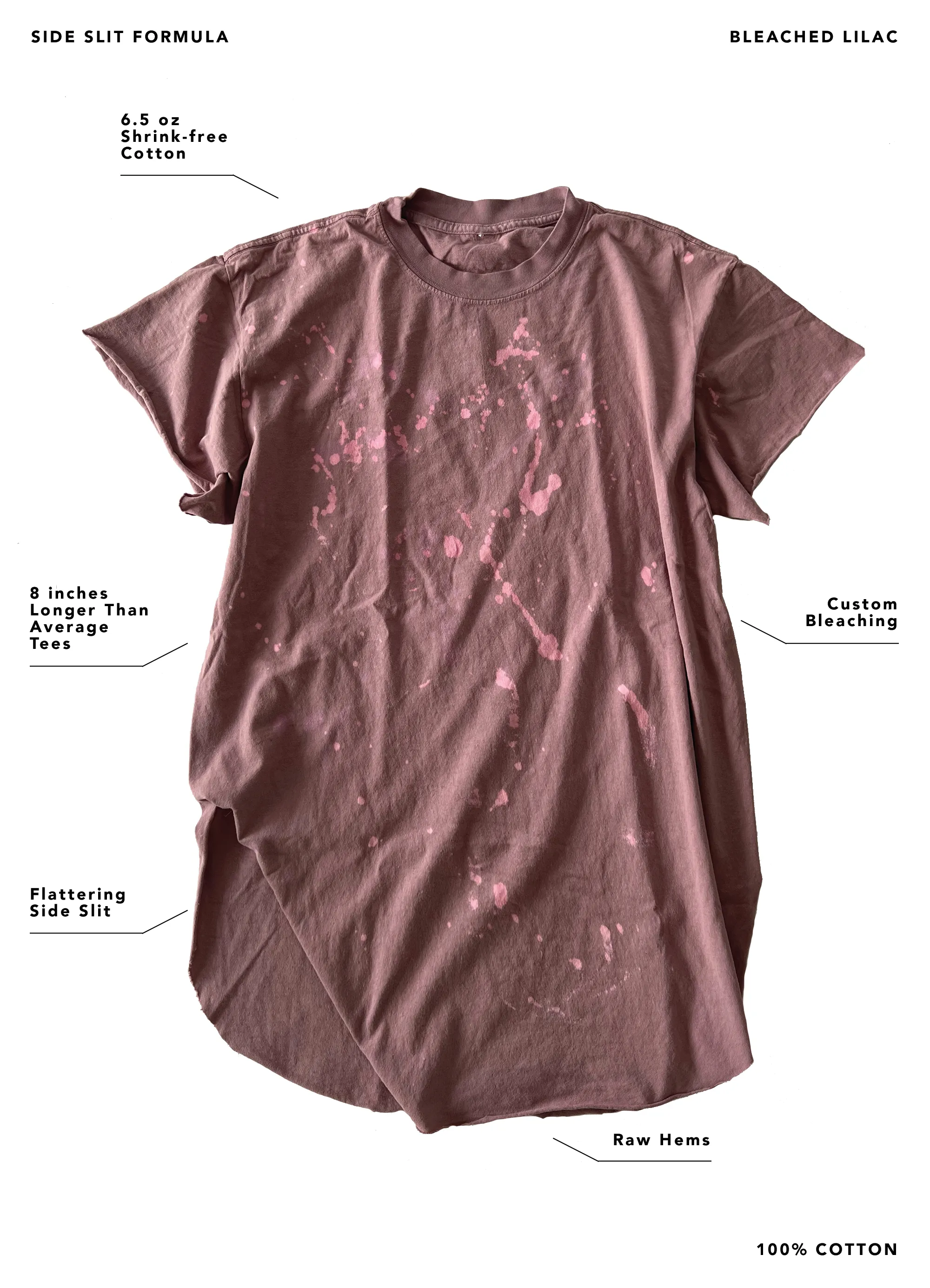 REMEMBER TO JUST BREATHE BLEACHED OUT SIDE SLIT TEE
