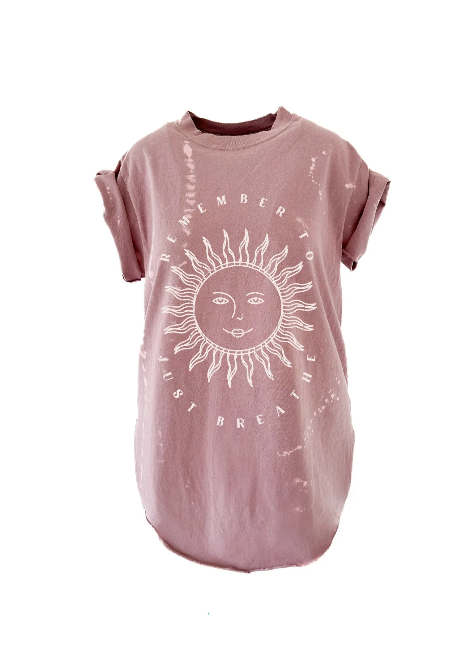 REMEMBER TO JUST BREATHE BLEACHED OUT SIDE SLIT TEE