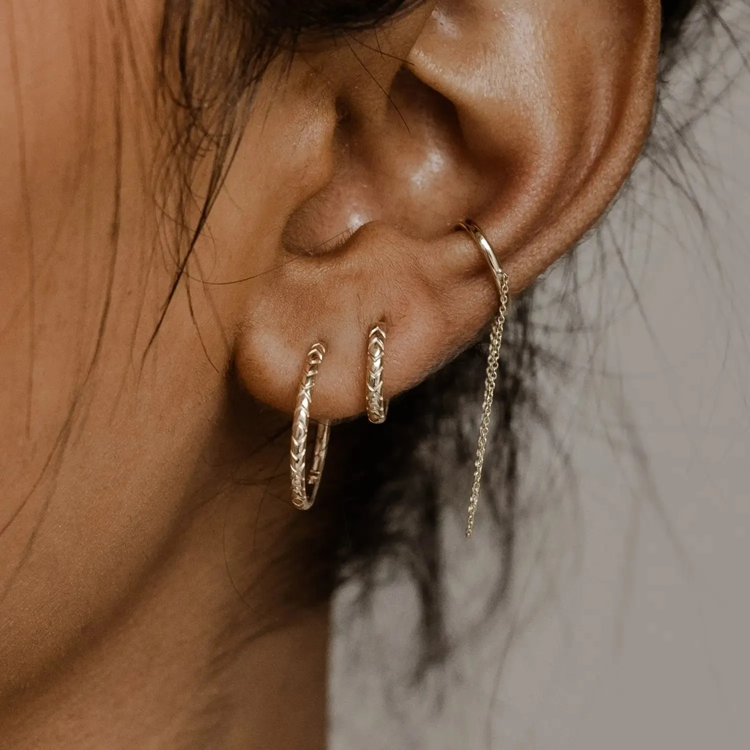 revival snake hoop - 14k yellow gold