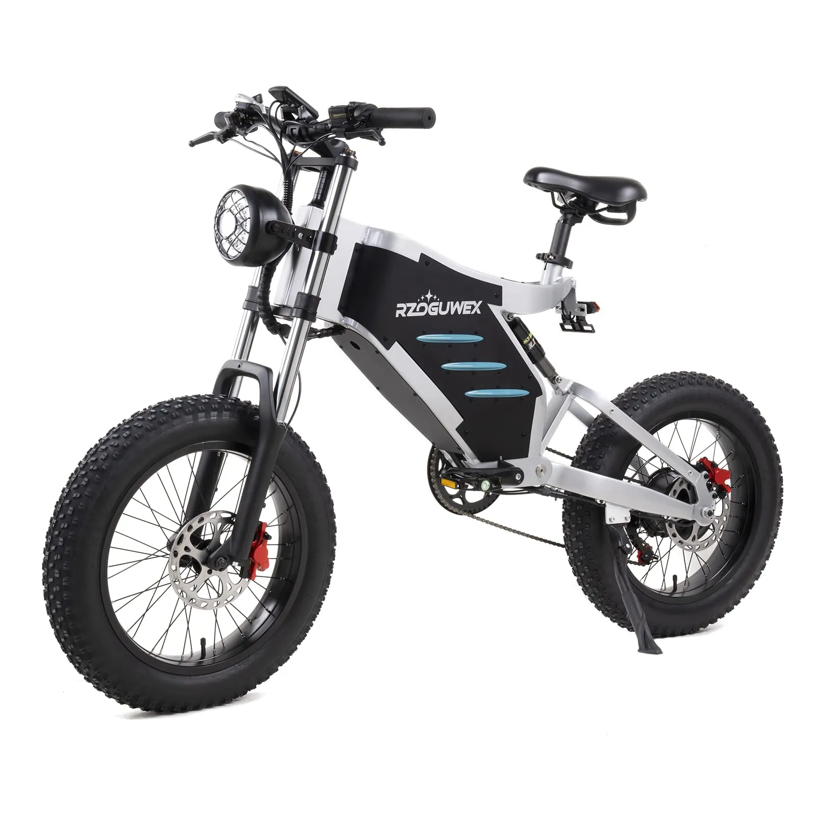 RZOGUWEX Electric Bicycle，20 Inch Off-Road EBIKE for Adults with 48V 25AH Detachable Lithium Ion Battery, 7 Speed Snow Bike with Dual Shock Absorbers and Brush-less Motor