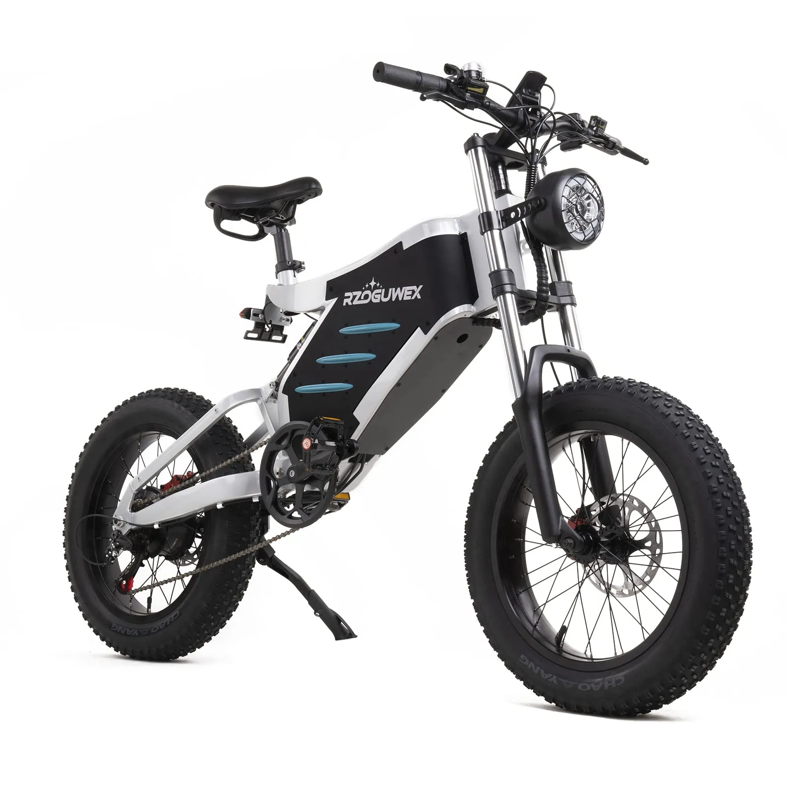 RZOGUWEX Electric Bicycle，20 Inch Off-Road EBIKE for Adults with 48V 25AH Detachable Lithium Ion Battery, 7 Speed Snow Bike with Dual Shock Absorbers and Brush-less Motor