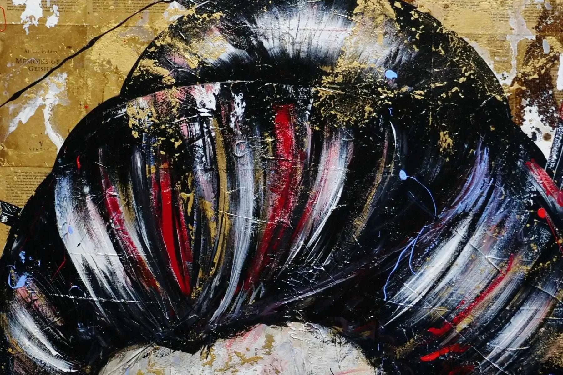 Sakura Blue 140cm x 100cm Geisha Abstract Realism Book Club Painting (SOLD)