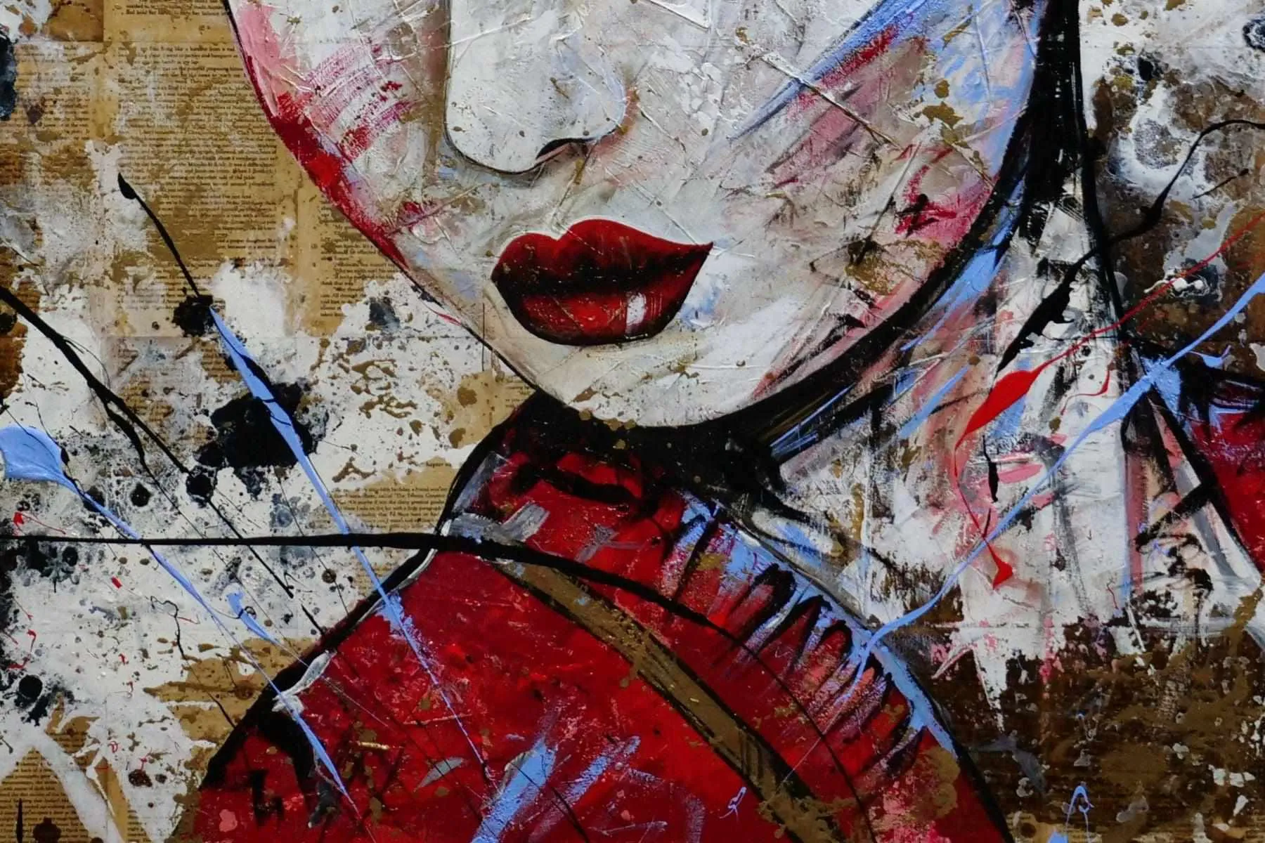 Sakura Blue 140cm x 100cm Geisha Abstract Realism Book Club Painting (SOLD)