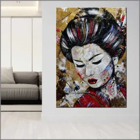 Sakura Blue 140cm x 100cm Geisha Abstract Realism Book Club Painting (SOLD)