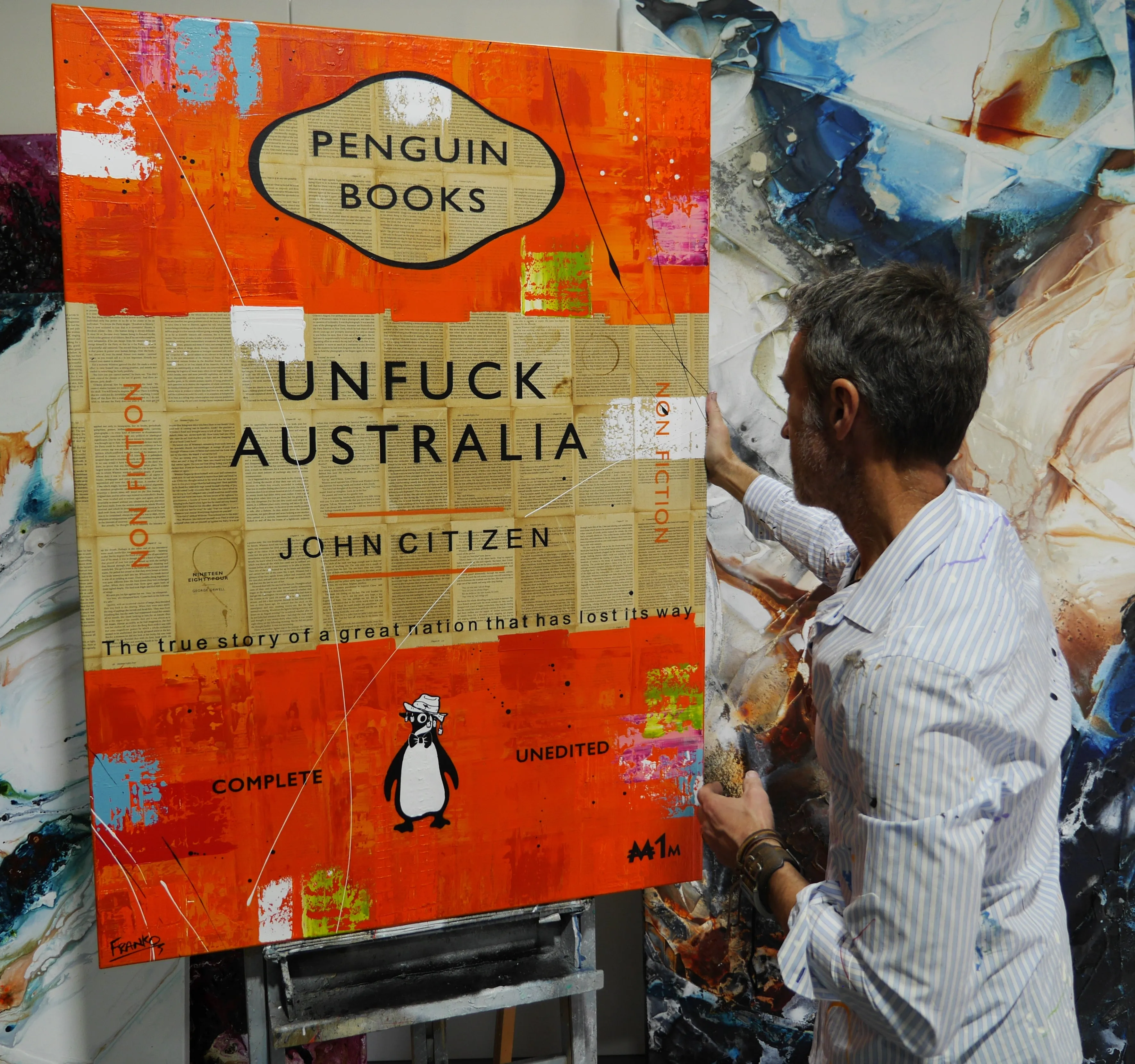 Say G'day 140cm x 100cm Australiana Urban Pop Book Club Painting