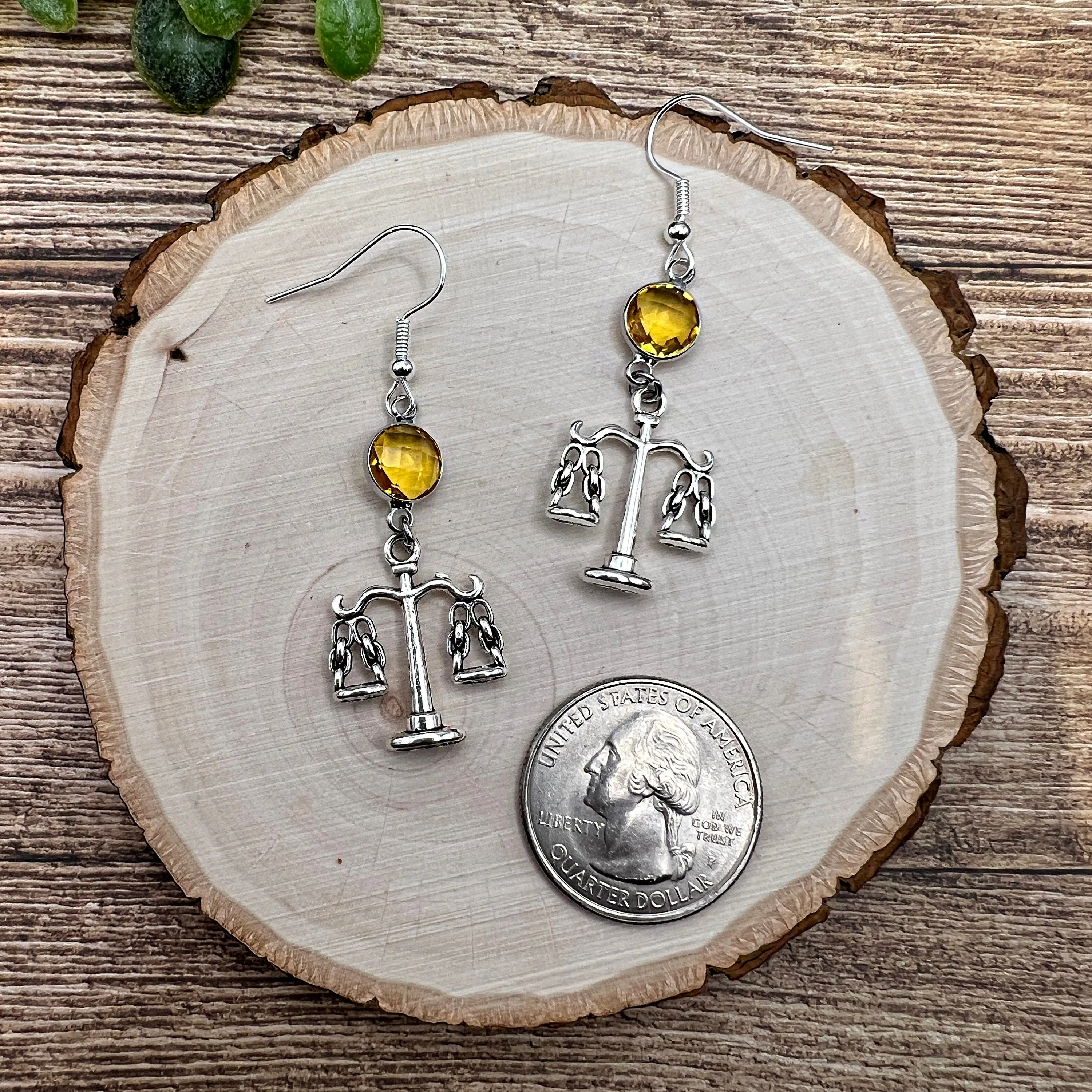 Scales of Justice / Gavel Birthstone  Earrings, Hypoallergenic Gift Law Student, Graduate, Lawyer, Attorney, Legal