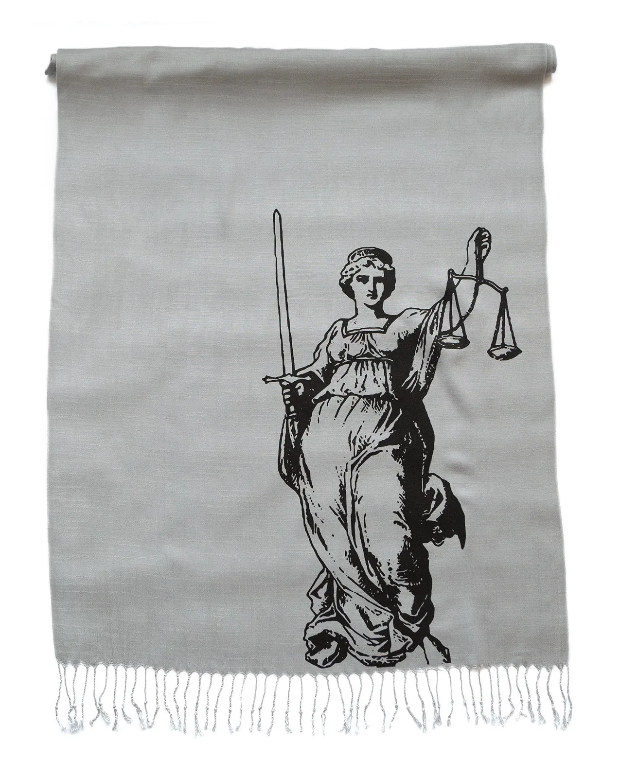 Scales of Justice Scarf, Lady Justice Linen-Weave Pashmina