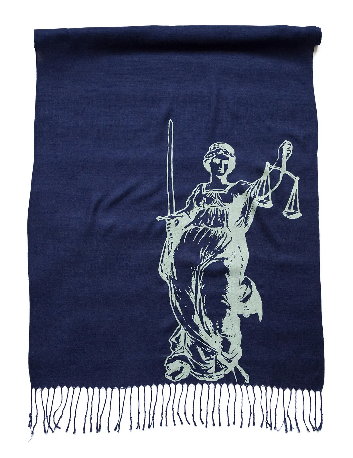 Scales of Justice Scarf, Lady Justice Linen-Weave Pashmina