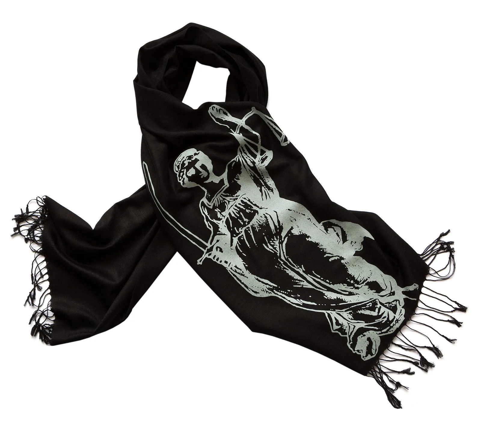 Scales of Justice Scarf, Lady Justice Linen-Weave Pashmina